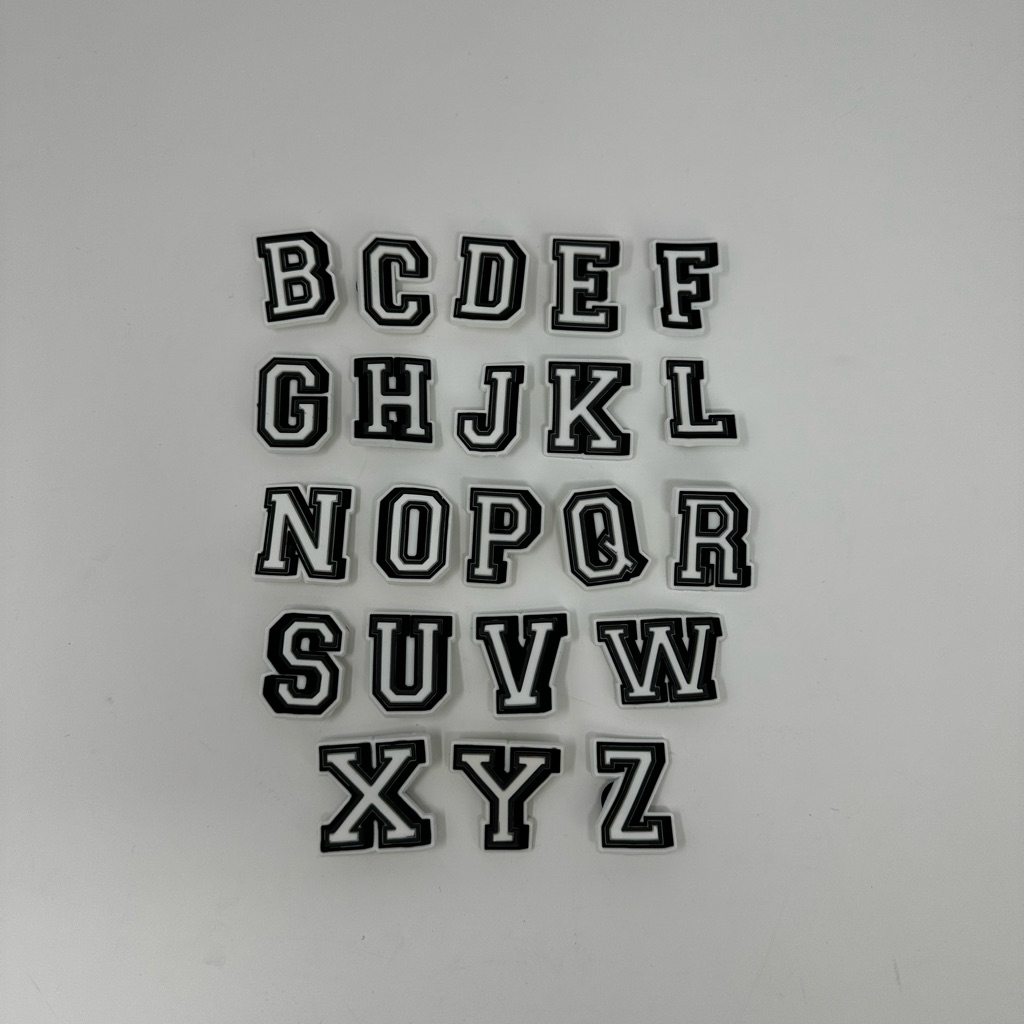 Alphabet Black And White Theme Shoe Charms Jibbitz